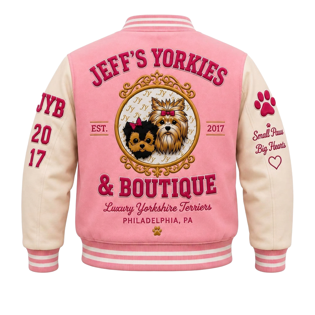 Blush Heritage cropped varsity jacket, back view
