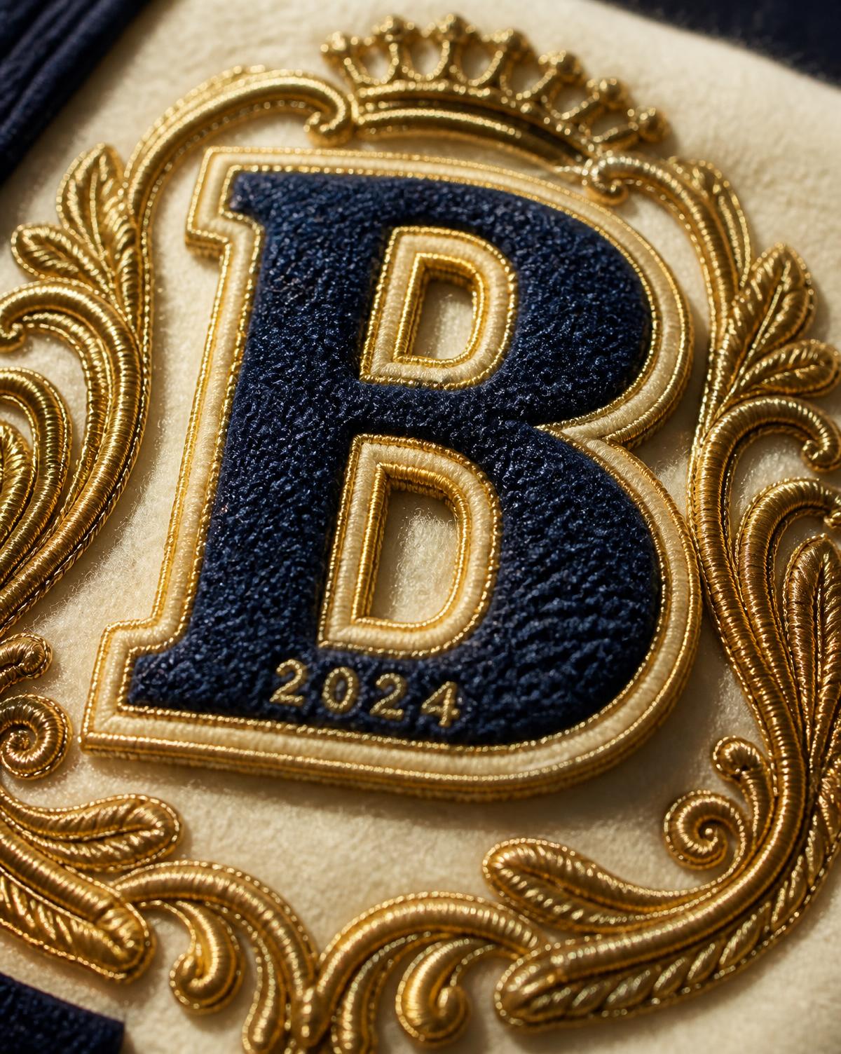 Bullion and chenille patch detail